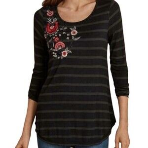 Soft Surroundings‎ Emelia Tunic Top Shirt Size LARGE Floral Embroidered